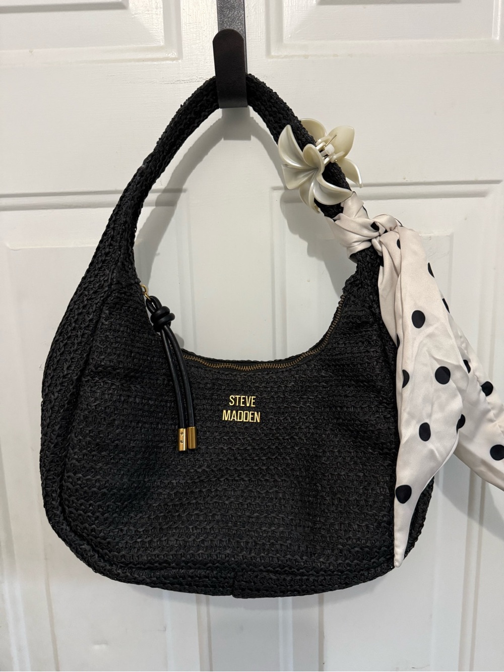 Steve Madden Black Woven Shoulder Bag